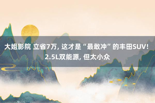 大姐影院 立省7万， 这才是“最敢冲”的丰田SUV! 2.5L双能源， 但太小众