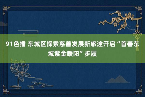 91色播 东城区探索慈善发展新旅途开启“首善东城紫金暖阳”步履